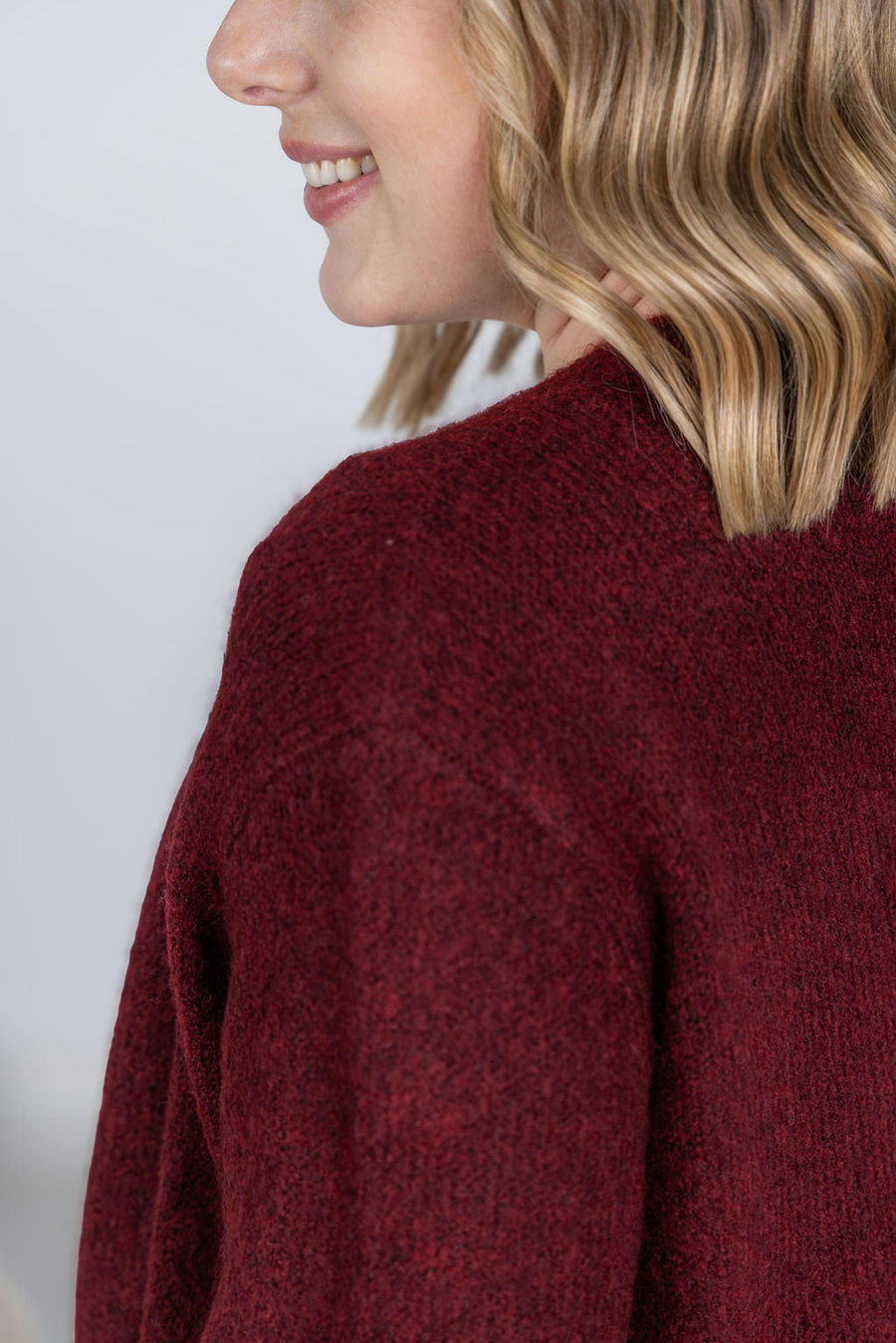 WAREHOUSE Madison Cozy Cardigan - Burgundy