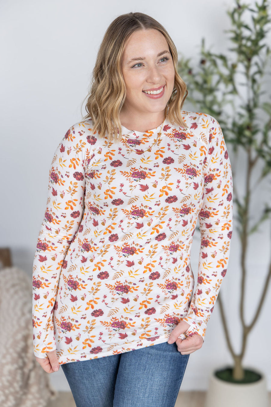WAREHOUSE Blair Long Sleeve Top - Autumn Floral