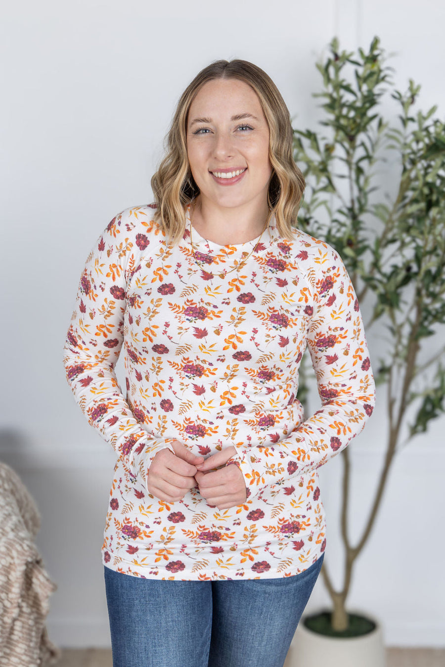 WAREHOUSE Blair Long Sleeve Top - Autumn Floral