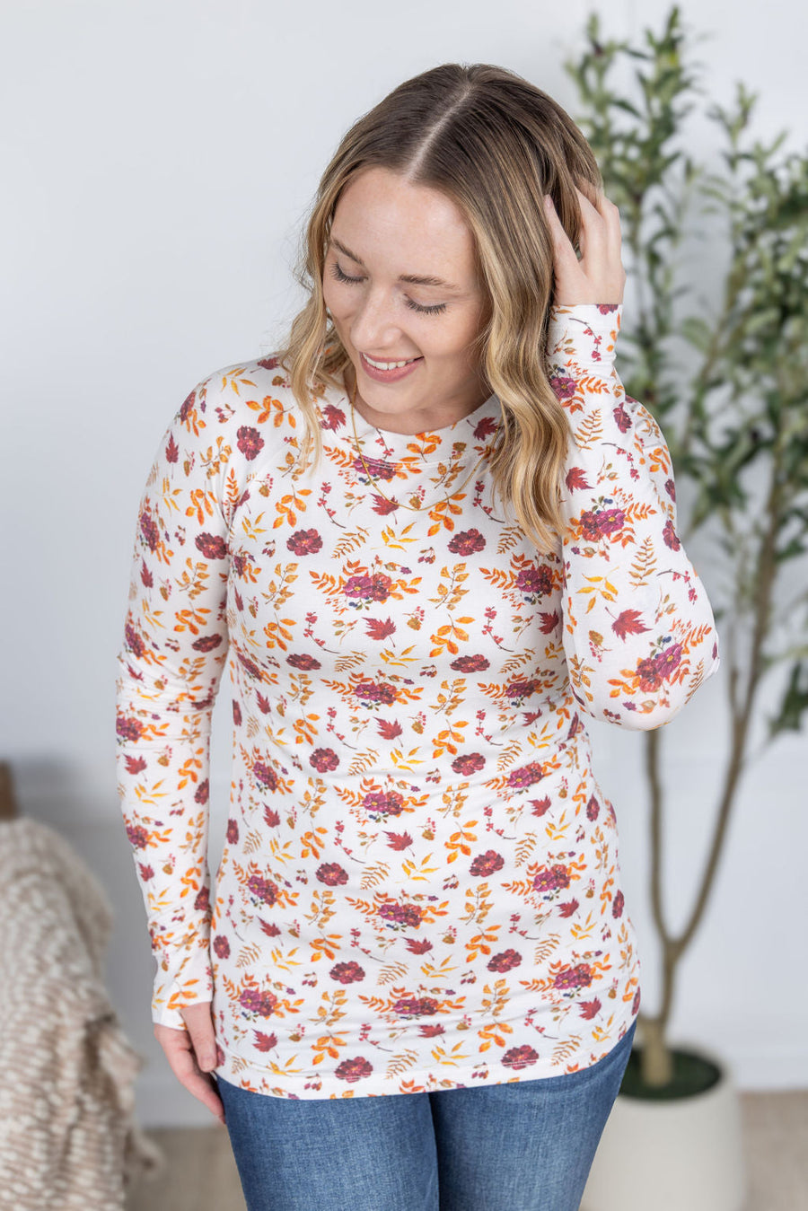 WAREHOUSE Blair Long Sleeve Top - Autumn Floral