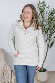 WAREHOUSE Geometric Button Snap Pullover - Oatmeal