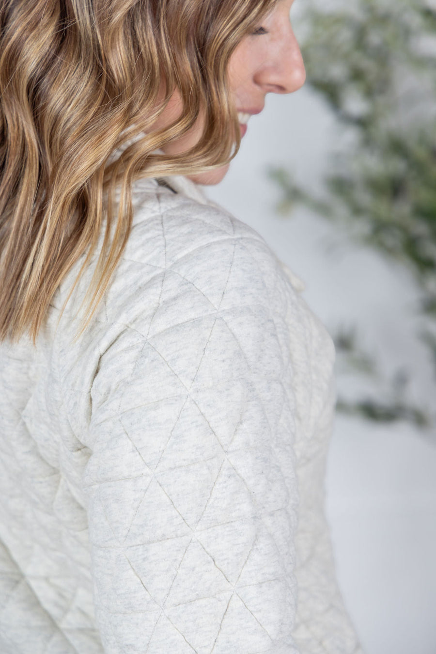 WAREHOUSE Geometric Button Snap Pullover - Oatmeal