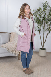 WAREHOUSE Harlow Long Vest - Blush