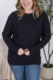 WAREHOUSE ONLY Corrine Ribbed Pullover Top - Black