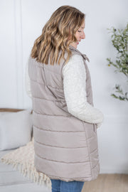 WAREHOUSE Harlow Long Vest - Latte