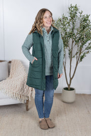 WAREHOUSE Harlow Long Vest - Hunter Green