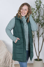 WAREHOUSE Harlow Long Vest - Hunter Green