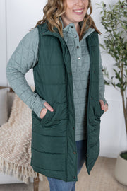 WAREHOUSE Harlow Long Vest - Hunter Green