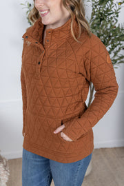 WAREHOUSE Geometric Button Snap Pullover - Rust