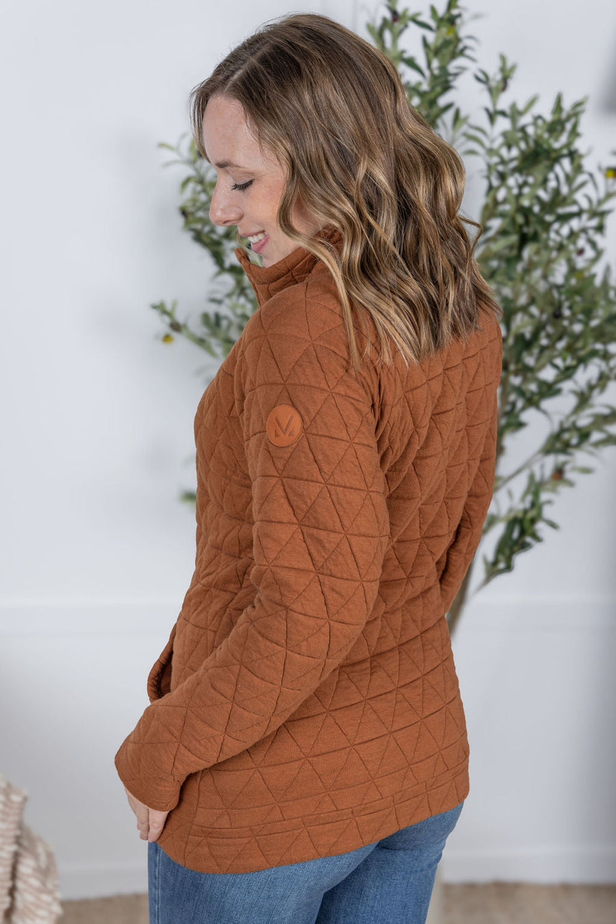 WAREHOUSE Geometric Button Snap Pullover - Rust