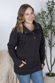 WAREHOUSE Geometric Button Snap Pullover - Black