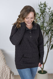 WAREHOUSE Geometric Button Snap Pullover - Black