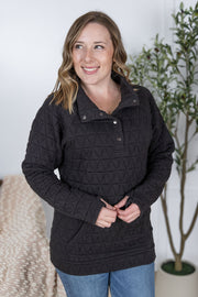 WAREHOUSE Geometric Button Snap Pullover - Black