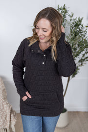 WAREHOUSE Geometric Button Snap Pullover - Black