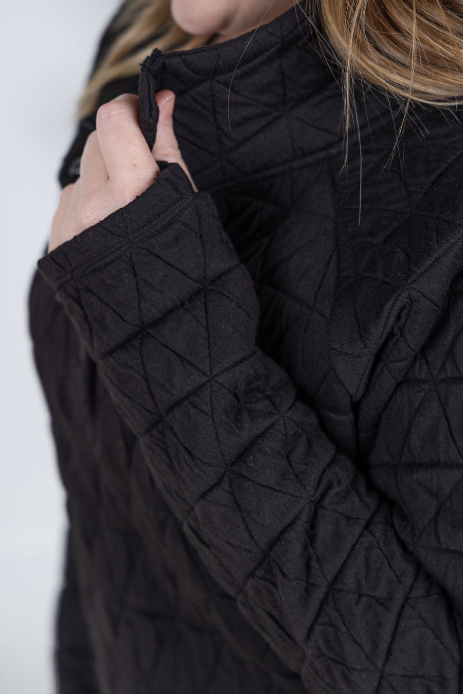 WAREHOUSE Geometric Button Snap Pullover - Black