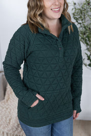 WAREHOUSE Geometric Button Snap Pullover - Hunter Green