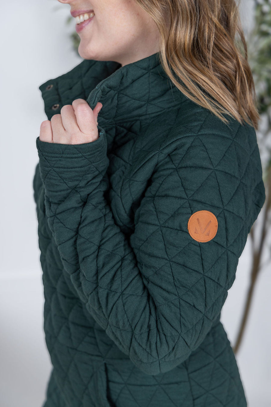 WAREHOUSE Geometric Button Snap Pullover - Hunter Green