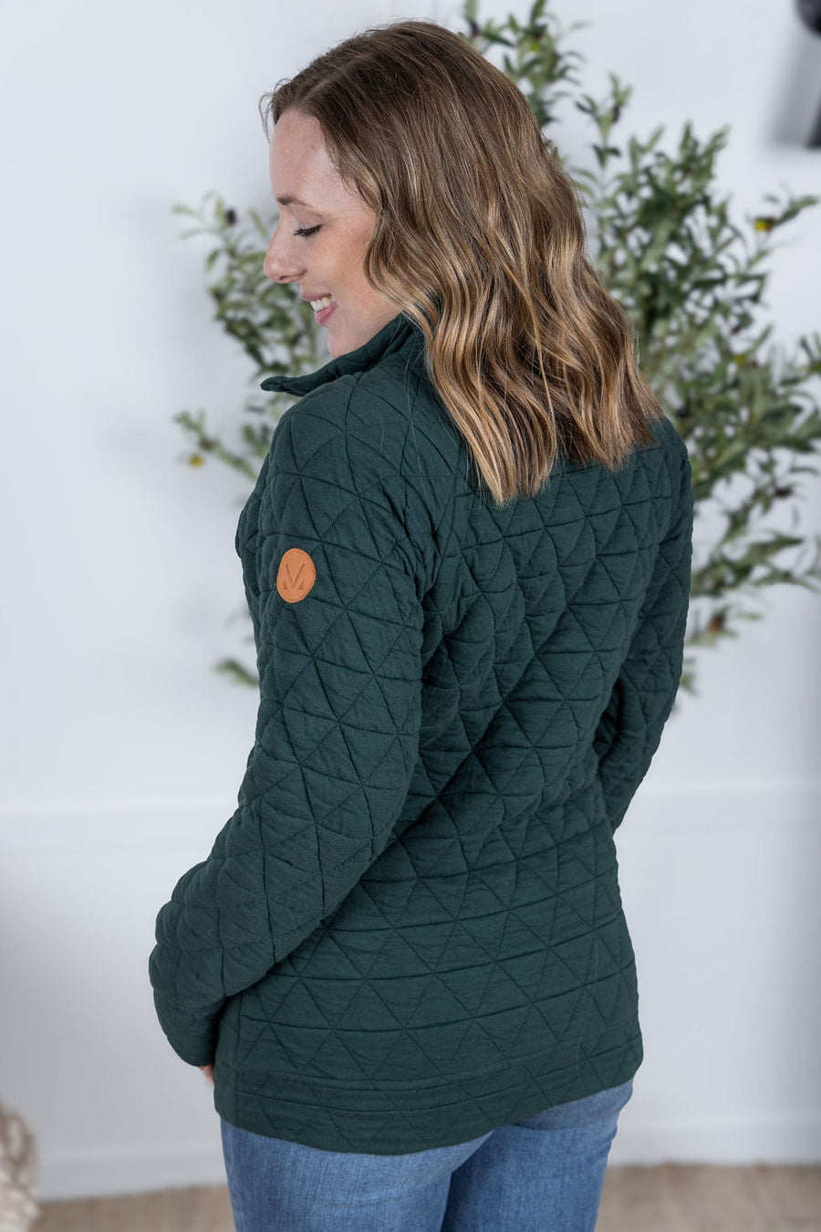 WAREHOUSE Geometric Button Snap Pullover - Hunter Green