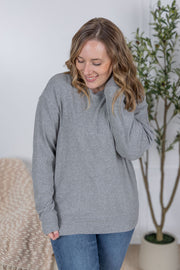 WAREHOUSE Corrine Ribbed Pullover Top - Light Grey