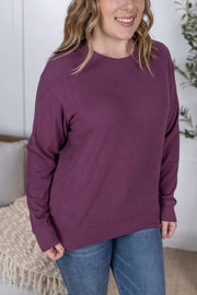 WAREHOUSE Corrine Ribbed Pullover Top - Plum
