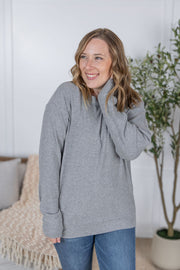 WAREHOUSE Corrine Ribbed Pullover Top - Light Grey