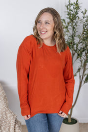 WAREHOUSE Corrine Ribbed Pullover Top - Pumpkin FINAL SALE