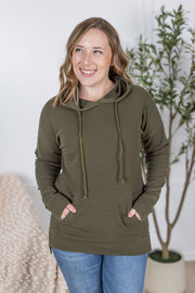 WAREHOUSE Kacey Ribbed Hoodie - Olive