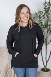 WAREHOUSE Kacey Ribbed Hoodie - Black