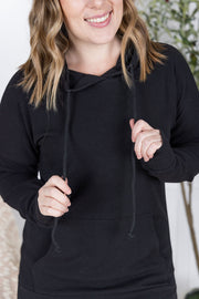 WAREHOUSE Kacey Ribbed Hoodie - Black