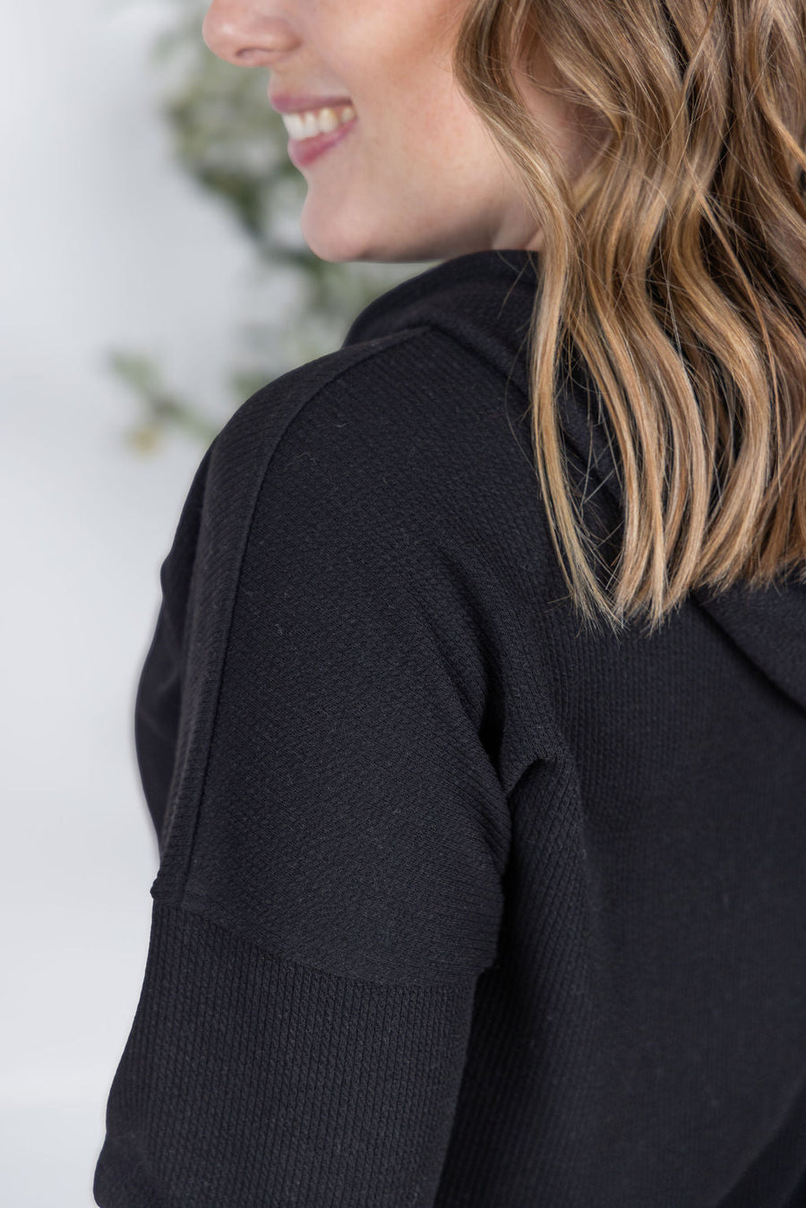 WAREHOUSE Kacey Ribbed Hoodie - Black
