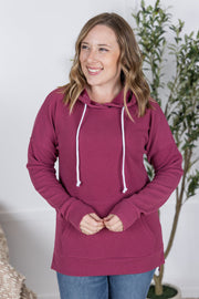 WAREHOUSE Kacey Ribbed Hoodie - Mulberry