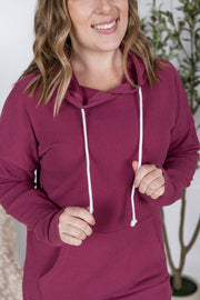 WAREHOUSE Kacey Ribbed Hoodie - Mulberry