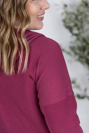 WAREHOUSE Kacey Ribbed Hoodie - Mulberry