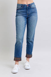 Plaid Print Cuff Boyfriend