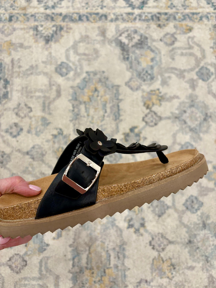 Bless Her Heart Sandal- Black