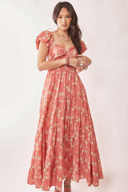 Tiered Skirt Maxi- Coral Floral