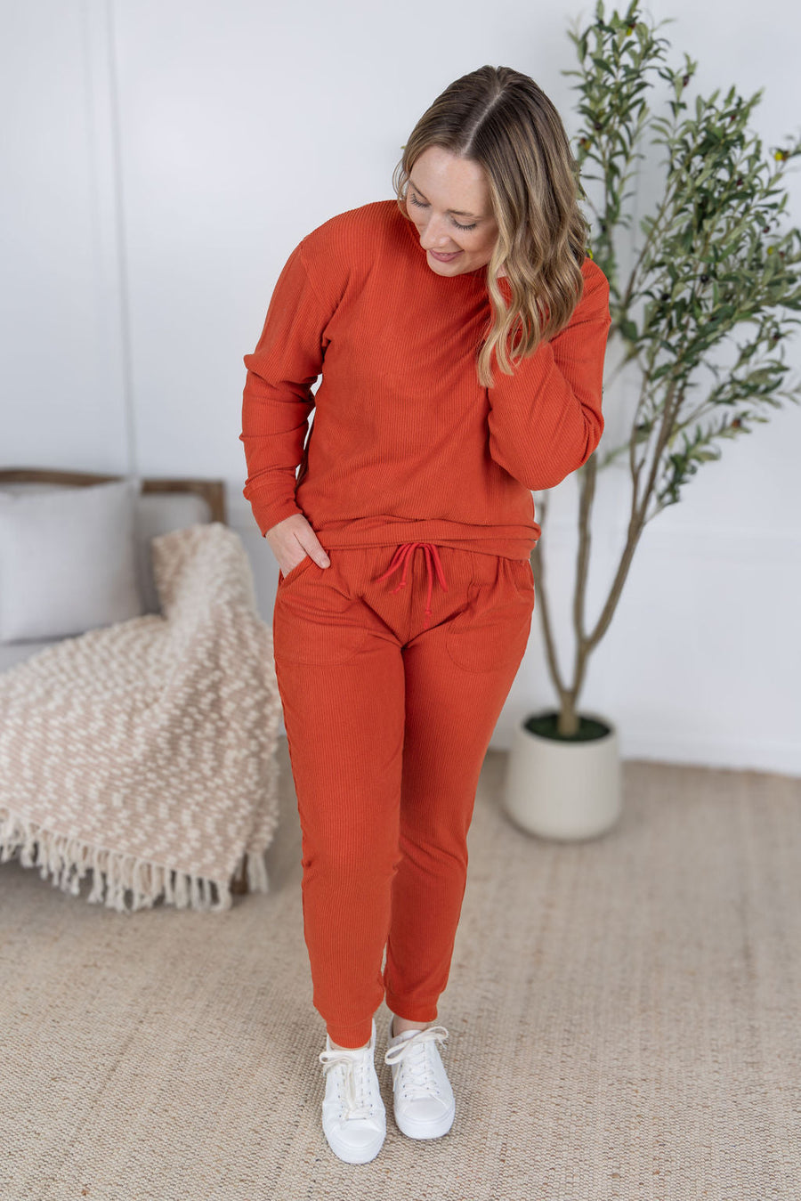WAREHOUSE Corrine Joggers - Pumpkin FINAL SALE