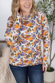 WAREHOUSE Blair Long Sleeve Top - Autumn Purple Abstract