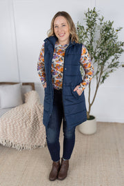 WAREHOUSE Harlow Long Vest - Navy