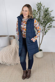 WAREHOUSE Harlow Long Vest - Navy