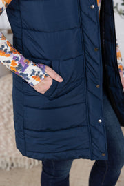 WAREHOUSE Harlow Long Vest - Navy