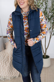 WAREHOUSE Harlow Long Vest - Navy