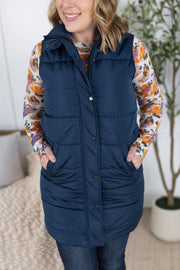 WAREHOUSE Harlow Long Vest - Navy