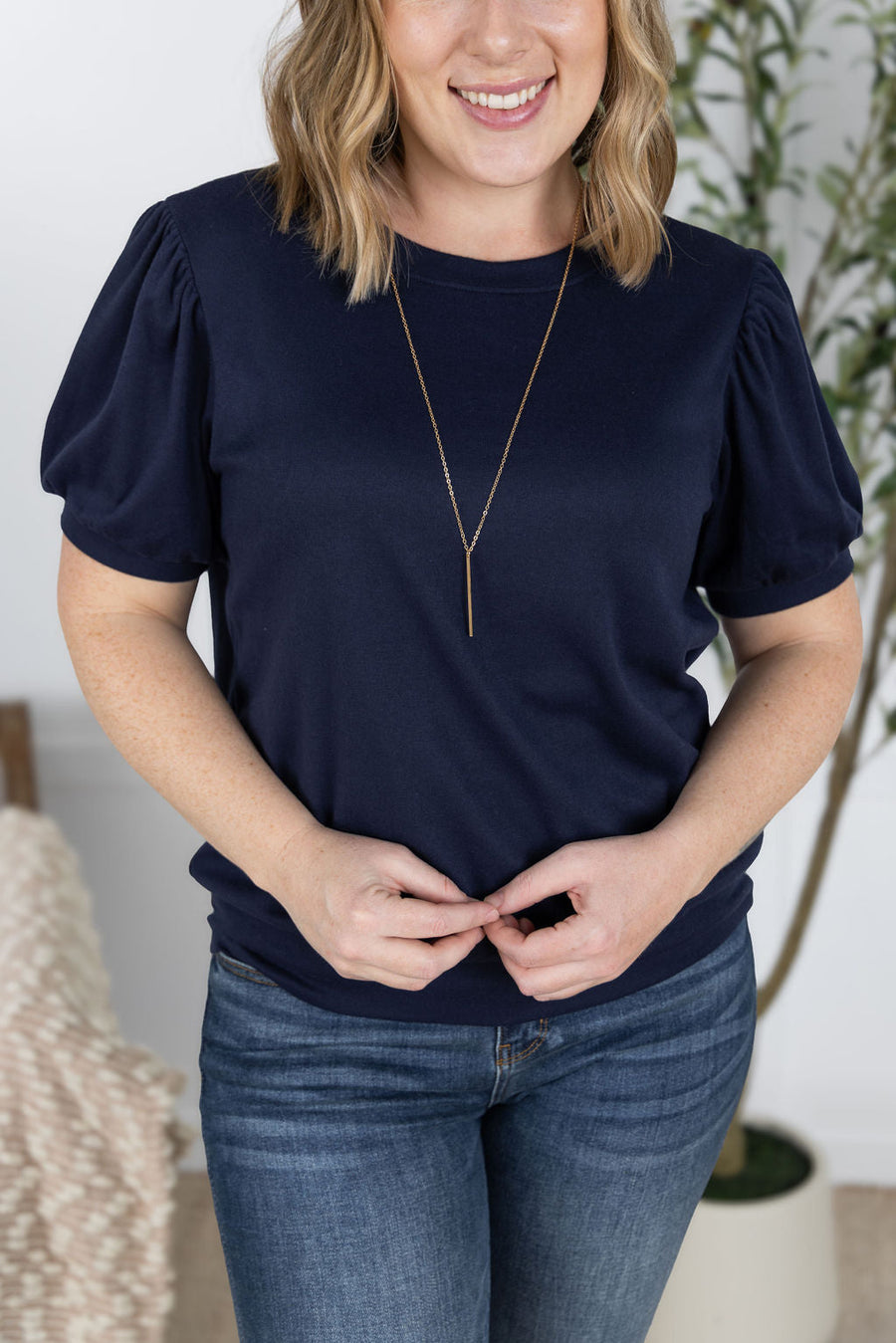 WAREHOUSE Katie Cozy Top - Navy