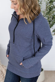 WAREHOUSE Pixie Pocket Halfzip Hoodie - Heathered Navy