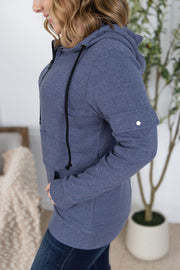 WAREHOUSE Pixie Pocket Halfzip Hoodie - Heathered Navy