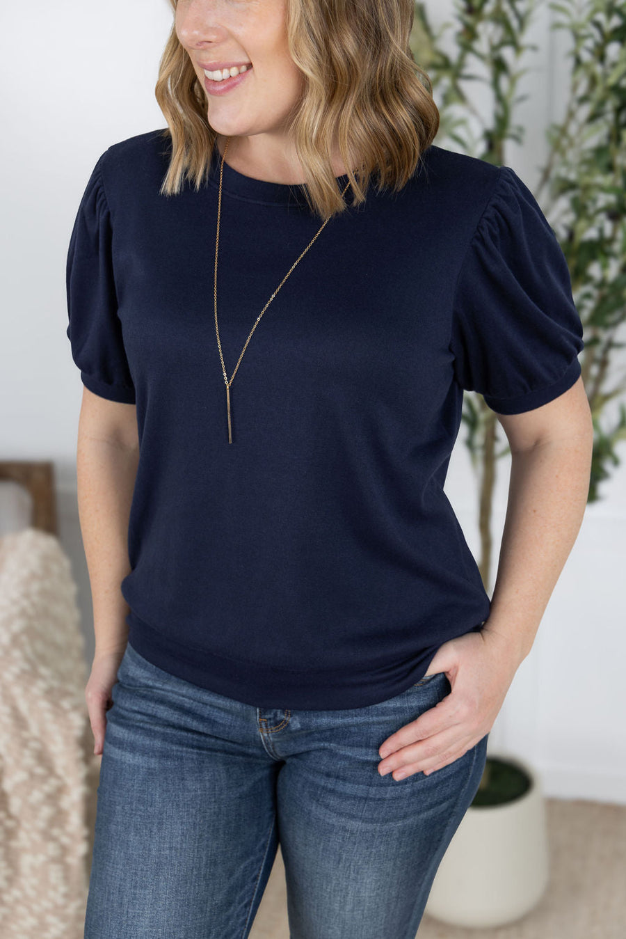 WAREHOUSE Katie Cozy Top - Navy