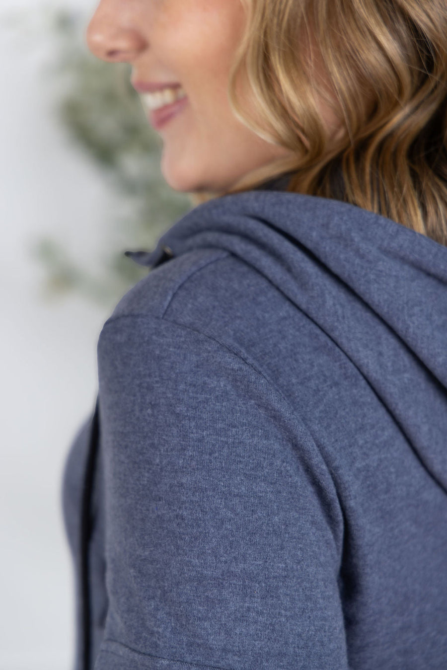 WAREHOUSE Pixie Pocket Halfzip Hoodie - Heathered Navy