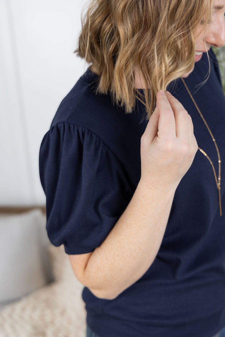 WAREHOUSE Katie Cozy Top - Navy