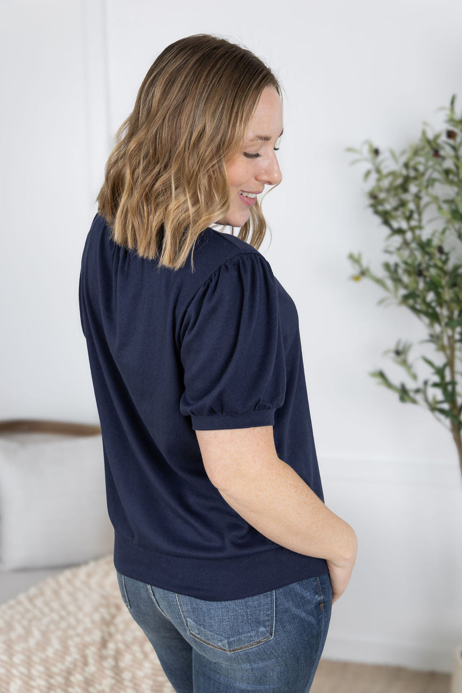 WAREHOUSE Katie Cozy Top - Navy